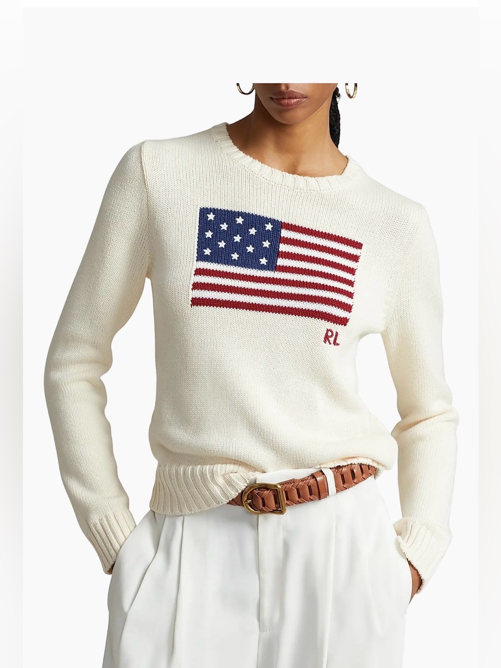 Polo Ralph Lauren Flag Cotton Crewneck Sweater $398 Xs NWT